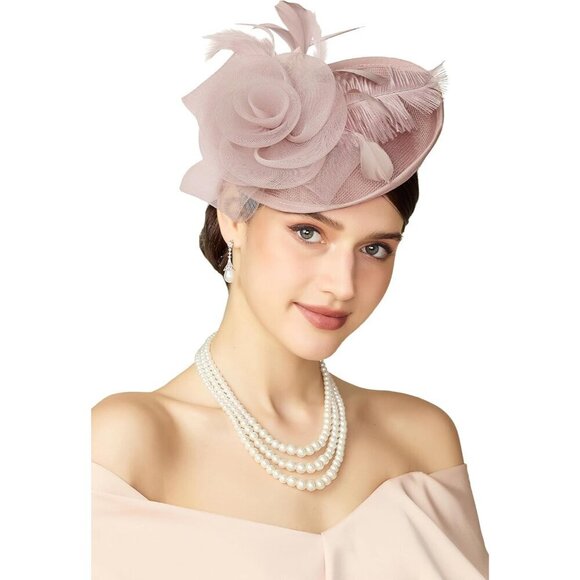 Women’s Fascinator Hat Mesh Feathers Kentucky Derby Tea Party Accessory main image 6
